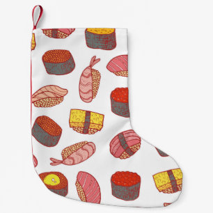 Sushi und Rollen nahtlos Muster. Doodle Cartoon c Kleiner Weihnachtsstrumpf