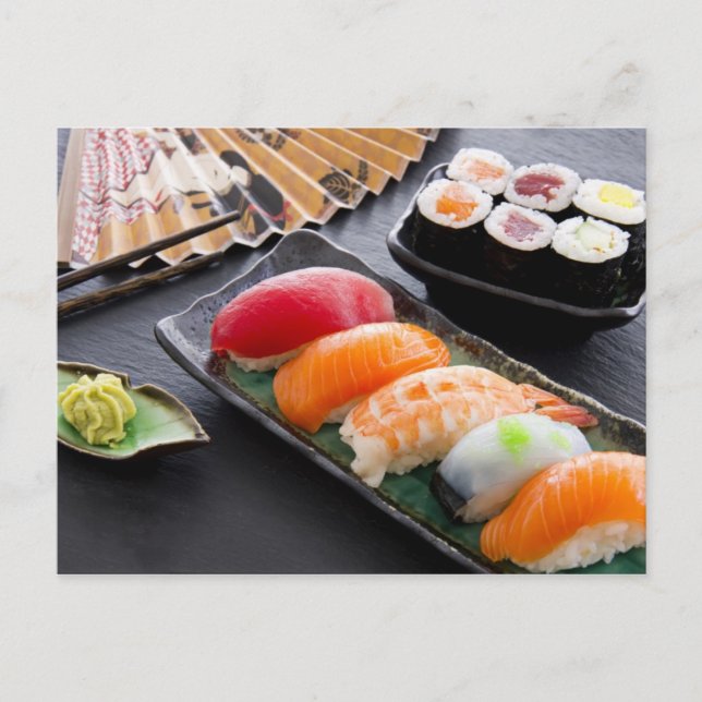 Sushi und Rollen Postkarte (Vorderseite)