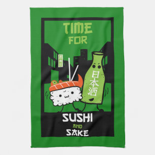 Sushi und Sake-Feinschmecker Geschirrtuch