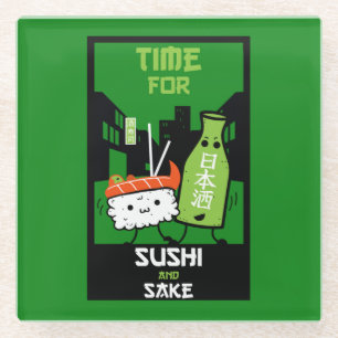 Sushi und Sake-Feinschmecker Glasuntersetzer
