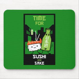 Sushi und Sake-Feinschmecker Mousepad