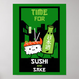 Sushi und Sake-Feinschmecker Poster