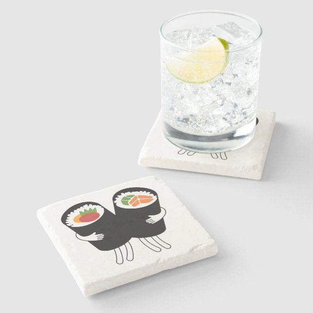 Sushi Waltz Steinuntersetzer (Seitenansicht)