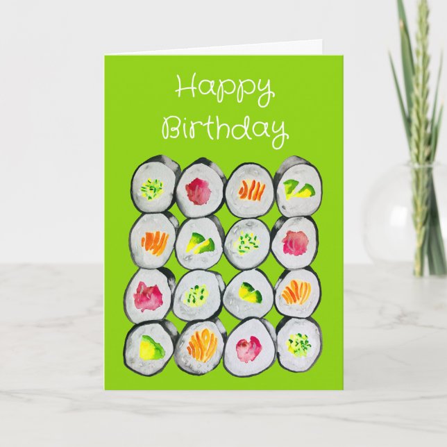 Sushi wasabi Aquarellkunst Karte (Vorderseite)