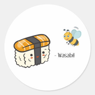 Sushi Wasabi Bee Runder Aufkleber