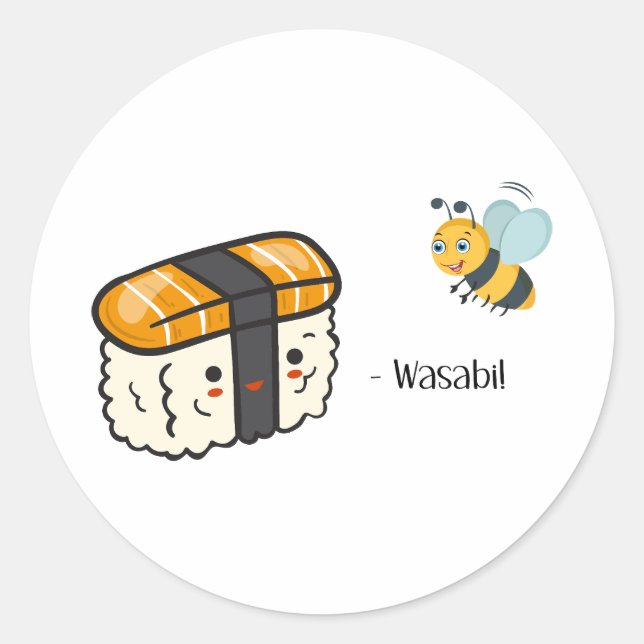 Sushi Wasabi Bee Runder Aufkleber (Vorderseite)