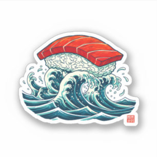 Sushi-Welle Japanische Lebensmittel-Kunstillustrat Aufkleber
