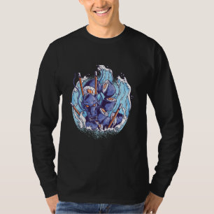 Sushi Wellen Wasserdrache asiatisch japanisch T-Shirt