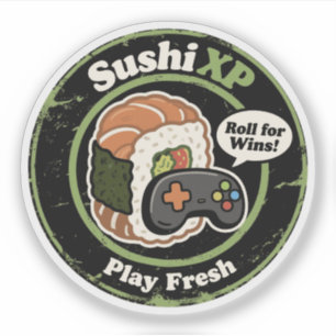 Sushi XP Play Fresh Gamer Food Fusion Aufkleber