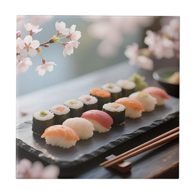 Sushiplatte Kirschblüte Fliese (Vorderseite)