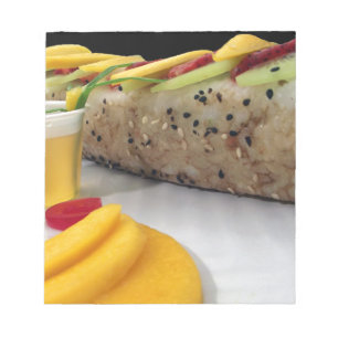 Sushirolle Sushi Mango Reis Japanisches Essen Asia Notizblock