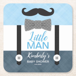 Suspender kleine Mann blaue Marine Junge Babydusch Rechteckiger Pappuntersetzer