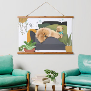 Suspendue BEARLY AWAKE - CHOW bois tapisserie