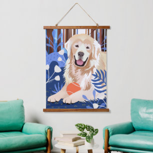 Suspendue C'EST BEAUCOUP VRAI Tapisserie de Golden Retriever