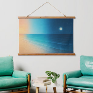 Suspendue Coucher de soleil sur la lune Tapisserie océanique