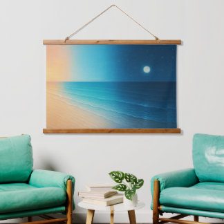 Suspendue Coucher de soleil sur la lune Tapisserie océanique