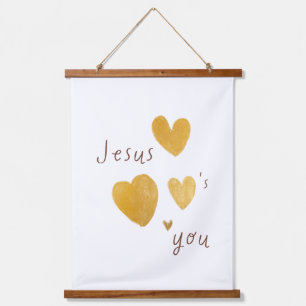 Suspendue Jésus vous aime. Tapisserie moderne en bois