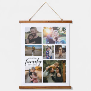 Suspendue Nom de famille 7 Photo Collage Bois Tapisserie mur