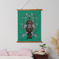 Renard Volant Jade Bois Tressé Tapisserie