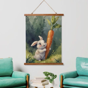 Suspendue Rêves de lapin : Tapisserie en bois blanc