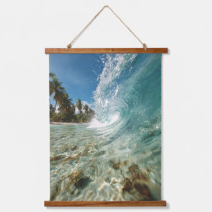 Suspendue Tapisserie Aqua Océan Vague Bouclée Tropicale