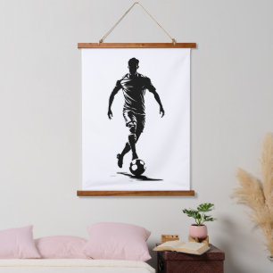 Suspendue Tapisserie d'art de silhouette de joueur de footba