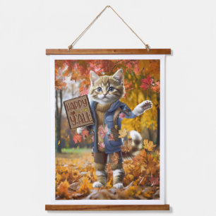 Suspendue Tapisserie de chat d'automne « Happy Fall Y’all »