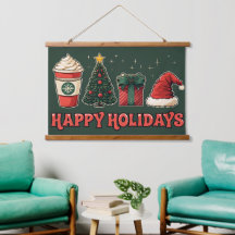 Tapisserie de Joyeux Vacances - Mur de Noël rétro