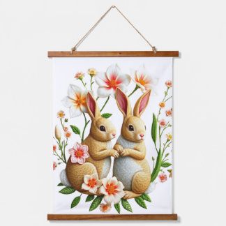 Suspendue Tapisserie de Pâques Cottontails et Chinoiserie