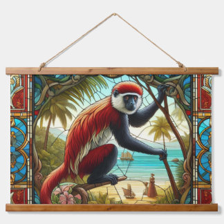 SUSPENDUE TAPISSERIE DE SINGE ROUGE