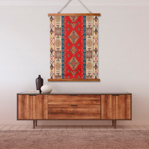 Suspendue Tapisserie orientale en pale or rouge kilim turc s