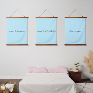 Suspendue Tirée sur Tapisserie Set de 3 en Bleu Océan avec p