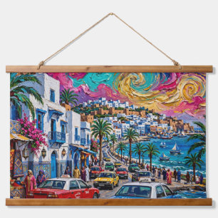 Suspendue Ville côtière marocaine vibrante - Tapisserie mura