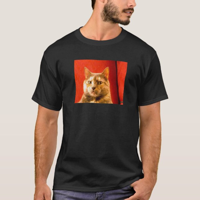 Suspicious Cat Meme T-Shirt (Vorderseite)