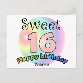 Süß 16 (mit Name) Postkarte