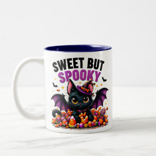Süß aber gruselig niedliche schwarze Fledermaus Ka Zweifarbige Tasse