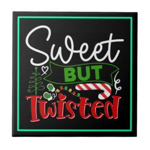 Süß aber verdreht lustiger Weihnachts-Candy Cane Fliese