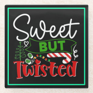 Süß aber verdreht lustiger Weihnachts-Candy Cane Glasuntersetzer