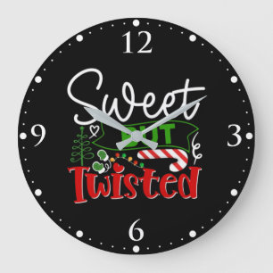 Süß aber verdreht lustiger Weihnachts-Candy Cane Große Wanduhr