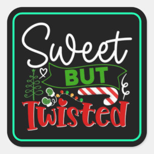 Süß aber verdreht lustiger Weihnachts-Candy Cane Quadratischer Aufkleber
