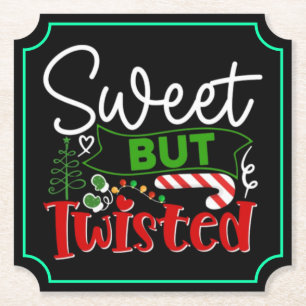 Süß aber verdreht lustiger Weihnachts-Candy Cane Untersetzer