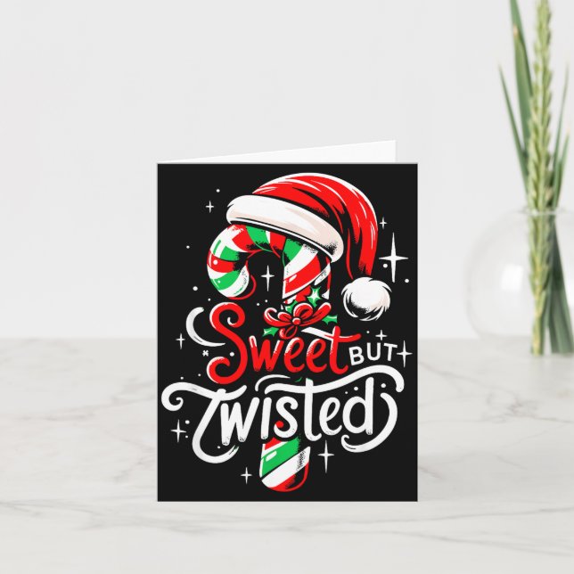 Süß aber verdreht lustiger Weihnachts-Candy-Cane-X Karte (Vorderseite)
