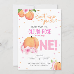 Süß als pfirsiches Mädchen Geburtstagseinladung. Einladung