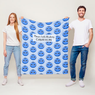 Süß Anpassbar Kawaii Blaubeere Blau Fleecedecke