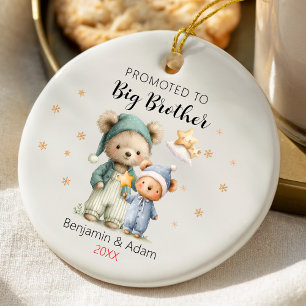 Süß befördert zu großen Bruder Teddybären Weihnach Keramik Ornament