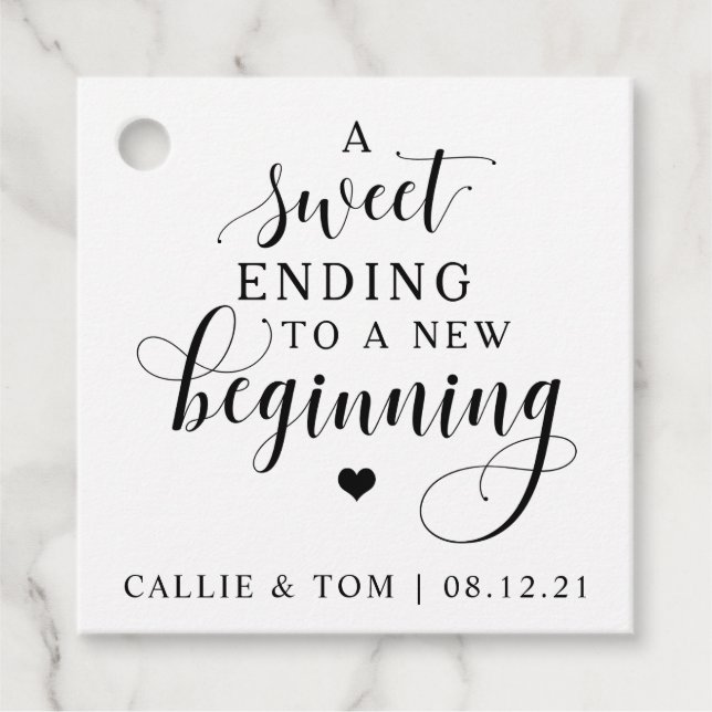 Süß bis zu einer neuen Gastgeschenk Hochzeit Geschenkanhänger (Vorderseite)