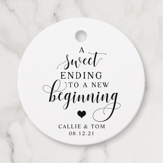 Süß bis zu einer neuen Gastgeschenk Hochzeit Geschenkanhänger (Vorderseite)