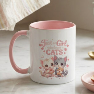Süß Ein Mädchen das Katzen liebt Süßer Kaffee Tasse
