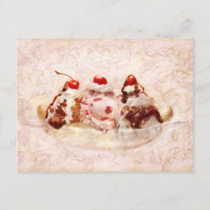 Süß - Eiscreme - Bananensplit Postkarte