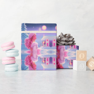 Süß Elegantes Rosa Mädchen Weihnachten Geschenkpapier